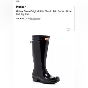 Hunter Classic Rain Boots, Black Gloss, Size 3 US